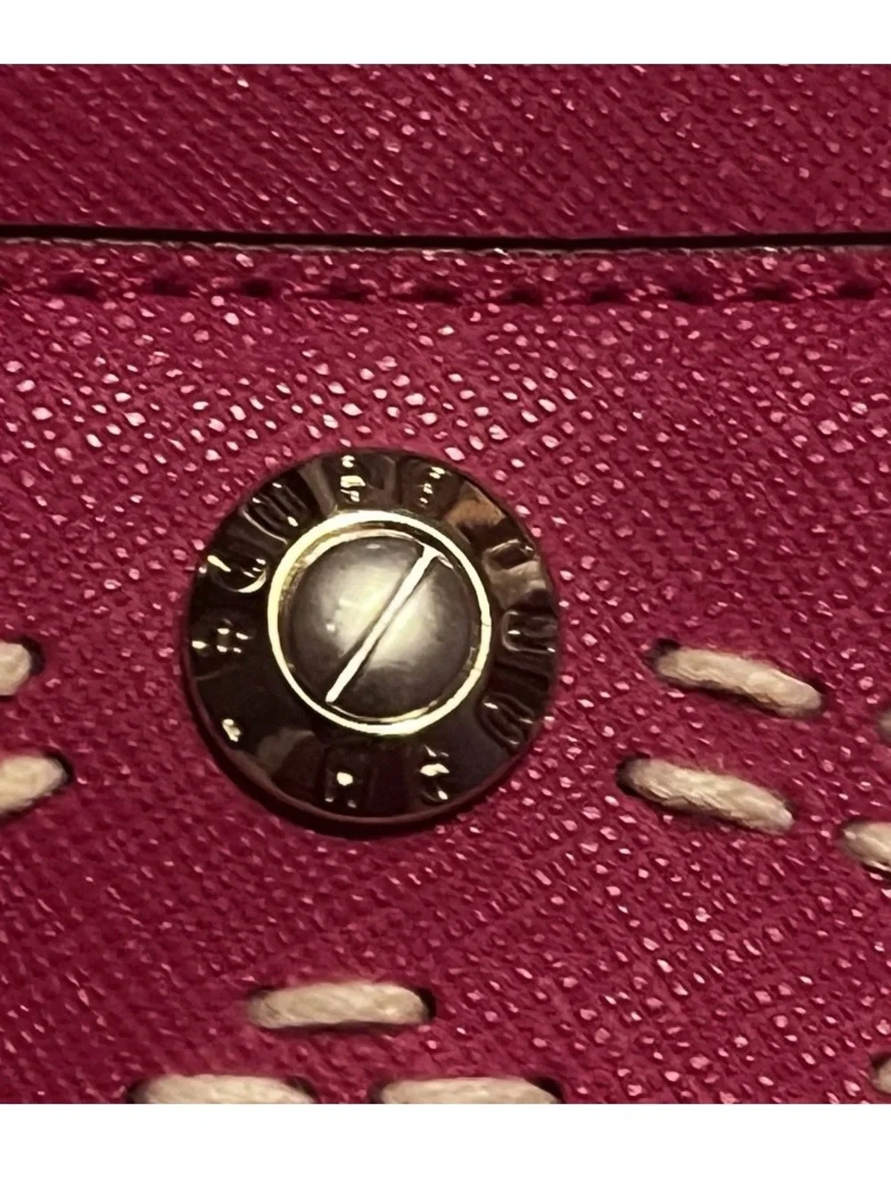 henri bendel Hot Pink Wristlet Clutch with Cream Stitching